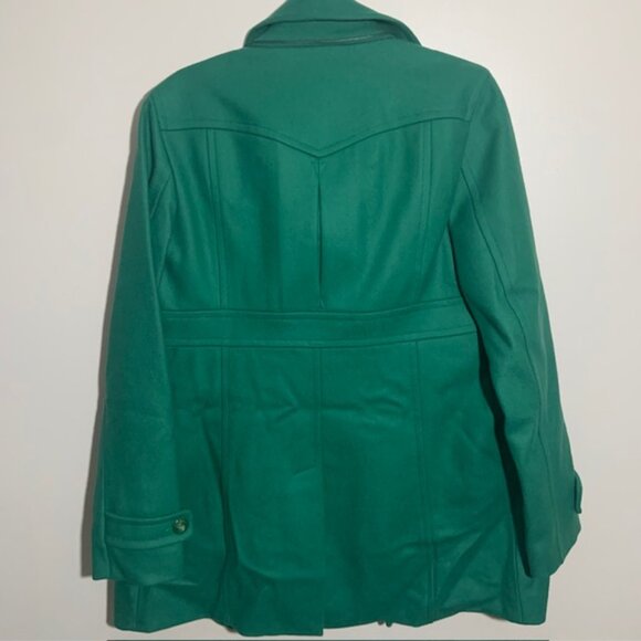 French Connection Women's Wool Blend Green Mid Length Stylish Peacoat - Size 10 - Picture 10 of 12
